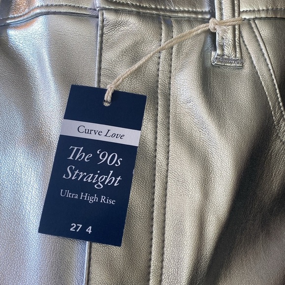 Abercrombie & Fitch Silver Curve Love Vegan Leather 90’s Straight Pant 30 / 10 - Picture 11 of 12